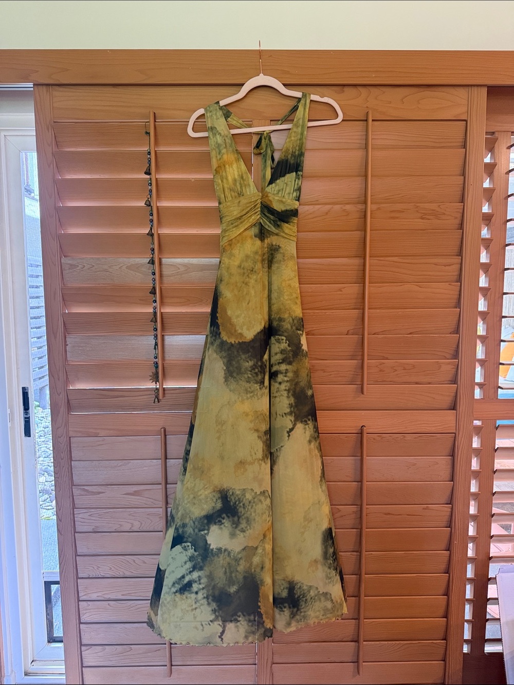 RESA Yellow Green Tie-Dye Halter Maxi Dress sheer mesh Chelsea in moonshadow